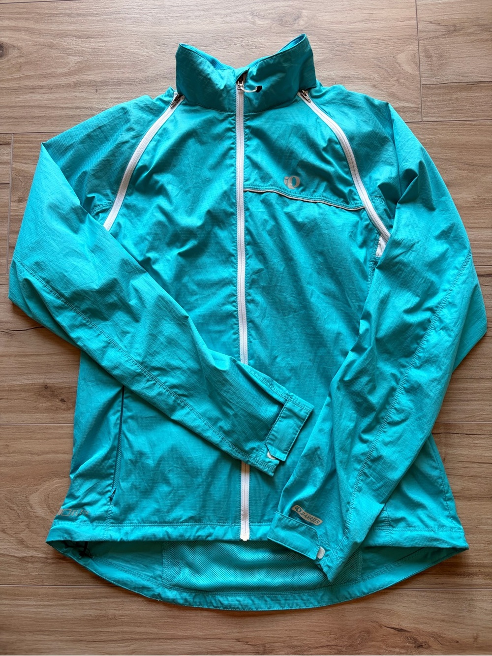 Pearl Izumi Elite Barrier Cycling Jacket Womens L Aqua Full Zip Windbreaker